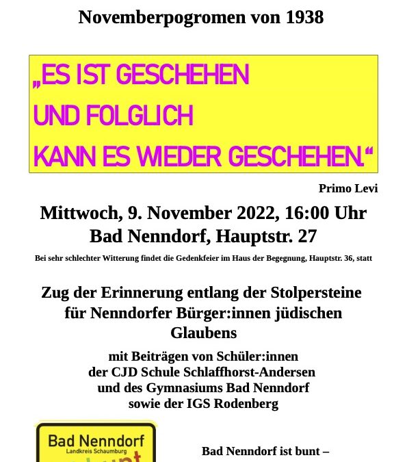 Gedenkveranstaltung zum 9. November 1938